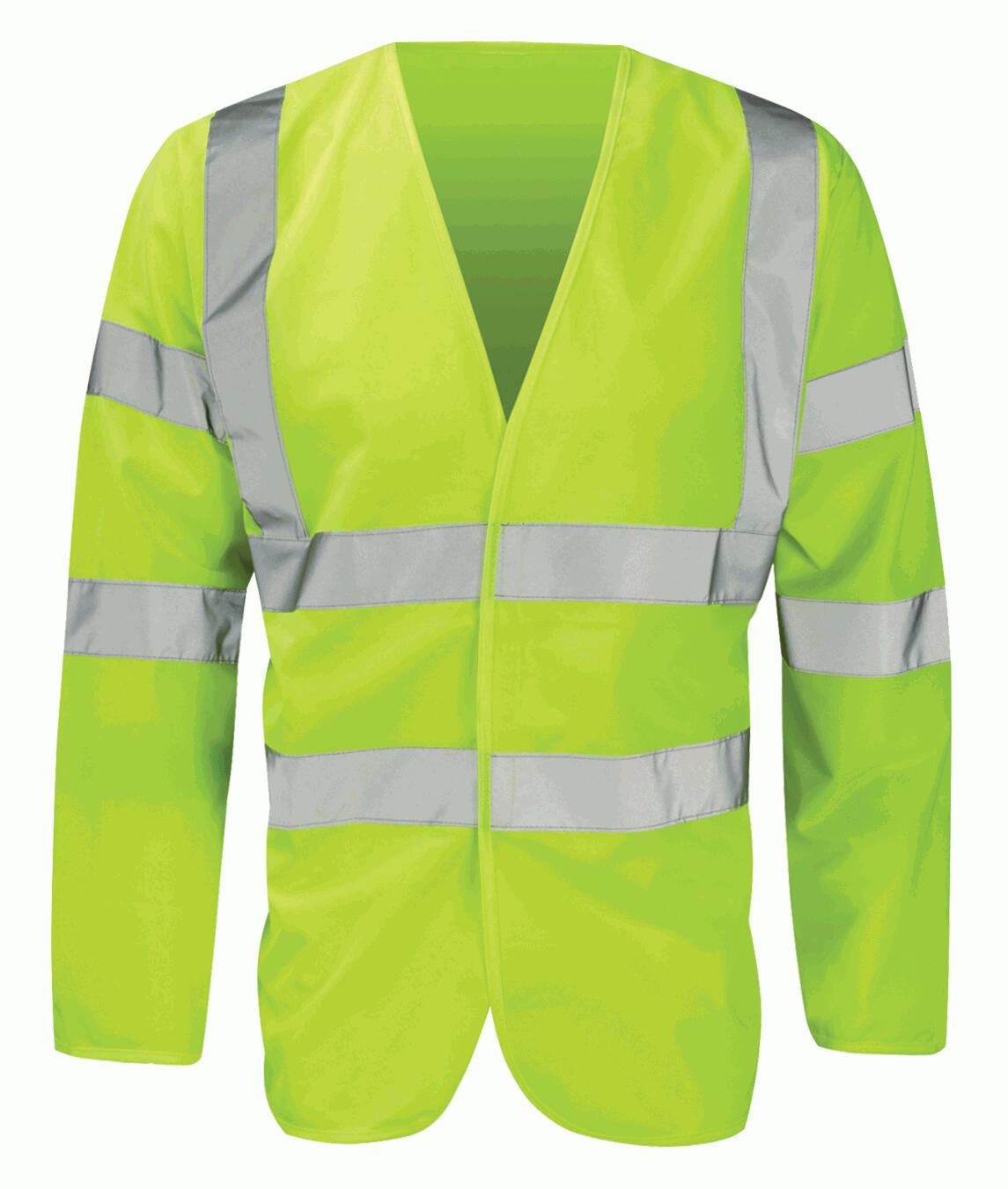 Hi Vis Vest Long Sleeve Waistcoat Work Hi Viz Mens Jerkin Yellow Class