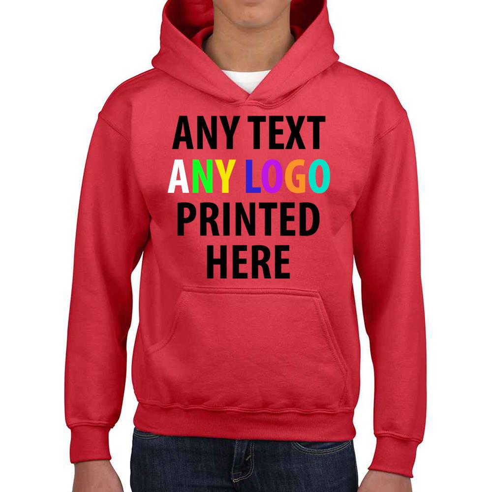 Personalised Kids Hoodie Custom Printed Children Hooded Gildan Sweatshirt Top - Picture 49 of 58