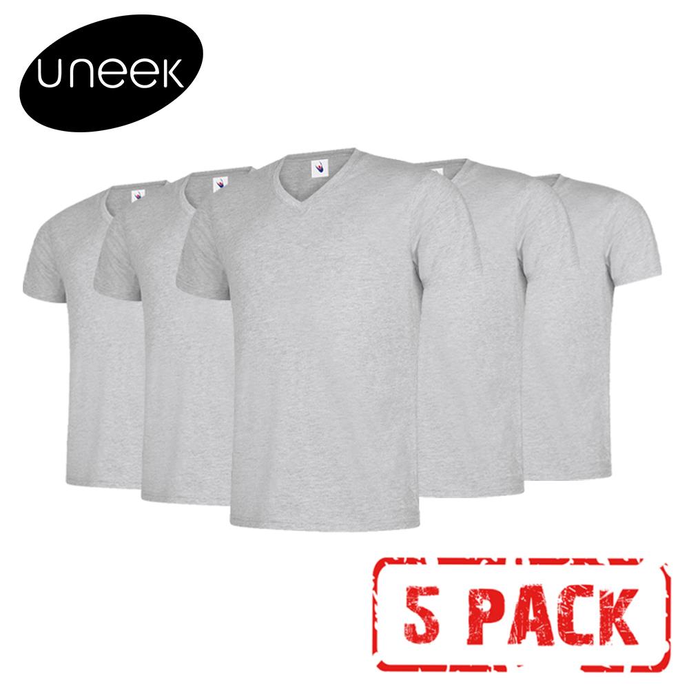 5 PACK UNEEK Classic V-Neck T Shirt Mens Plain Cotton Short Sleeve Tee UC317 - Picture 9 of 9