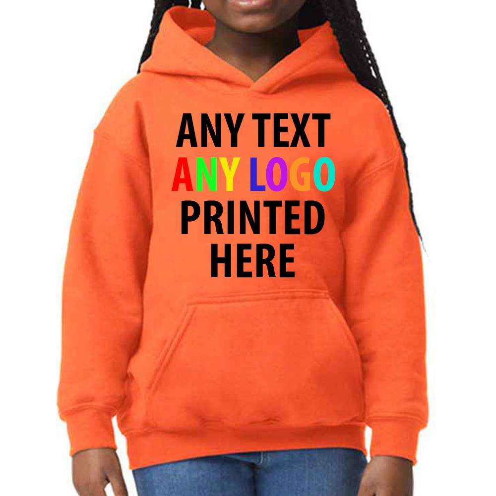 Personalised Kids Hoodie Custom Printed Children Hooded Gildan Sweatshirt Top - Picture 43 of 58
