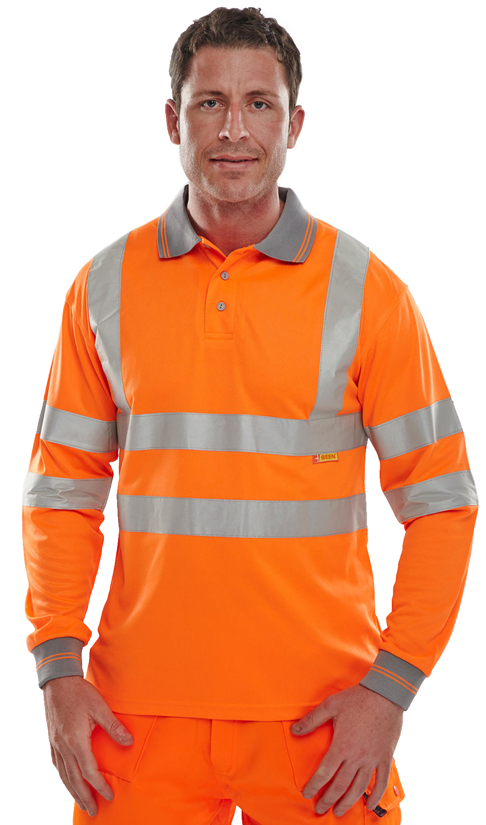 Camiseta Polo Hi Vis Viz Alta Visibilidad Manga Corta y Larga Seguridad Trabajo Top - Imagen 8 de 9
