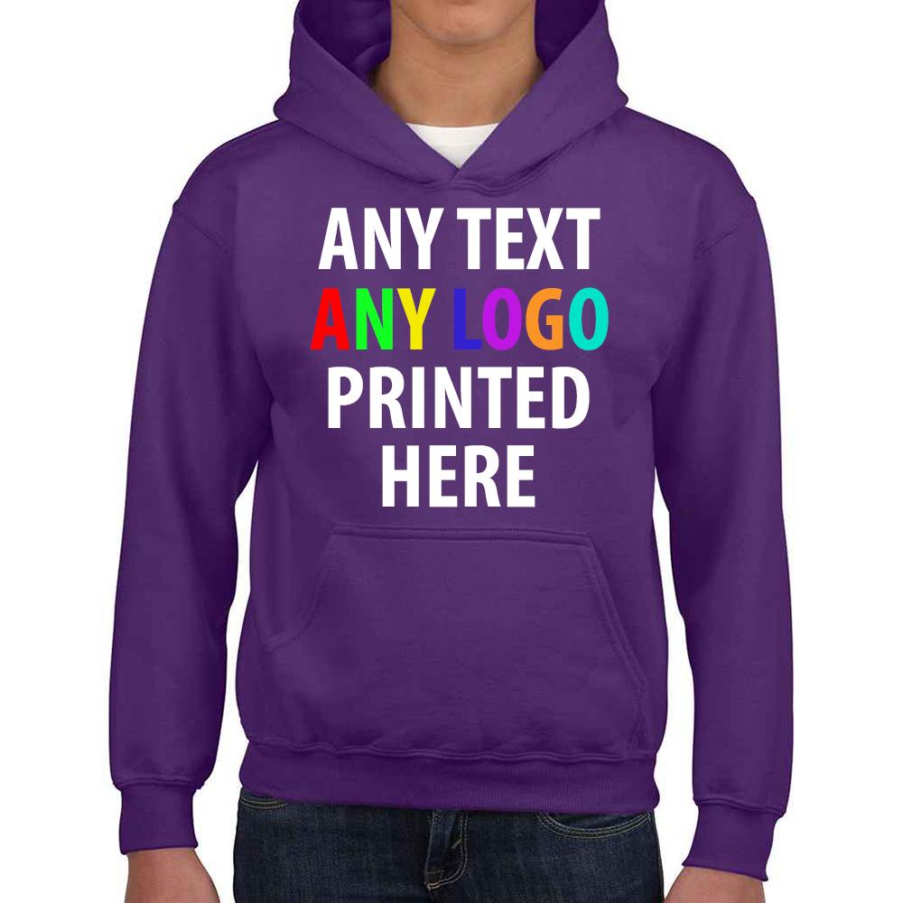 Personalised Kids Hoodie Custom Printed Children Hooded Gildan Sweatshirt Top - Picture 46 of 58