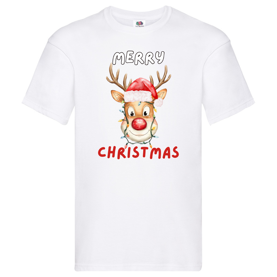 Merry Christmas Reindeer T-Shirt Funny Family Xmas Boys Girls Kids Tee Top - Picture 4 of 10