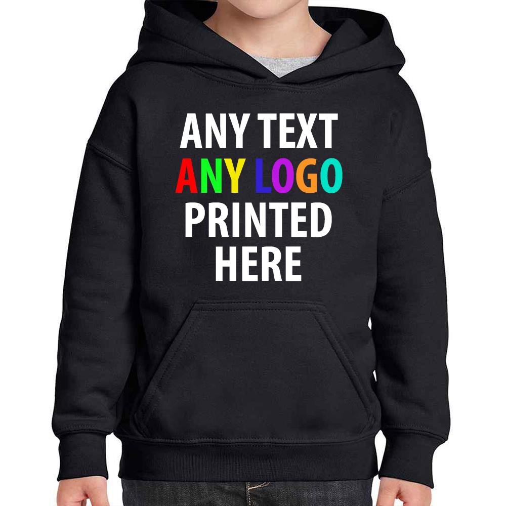 Personalised Kids Hoodie Custom Printed Children Hooded Gildan Sweatshirt Top - Picture 10 of 58