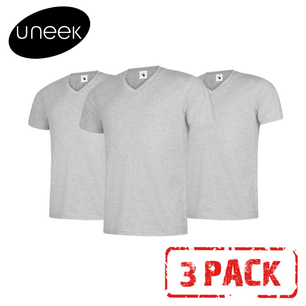 3 PACK UNEEK Classic V-Neck T Shirt Mens Plain Cotton Short Sleeve Tee UC317 - Picture 9 of 9