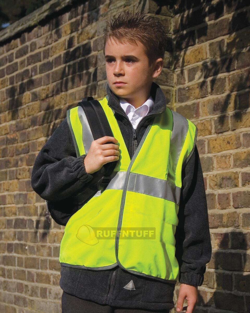 10 X Kids Hi Vis Vest Yellow Childrens High Visibility Safety Jacket