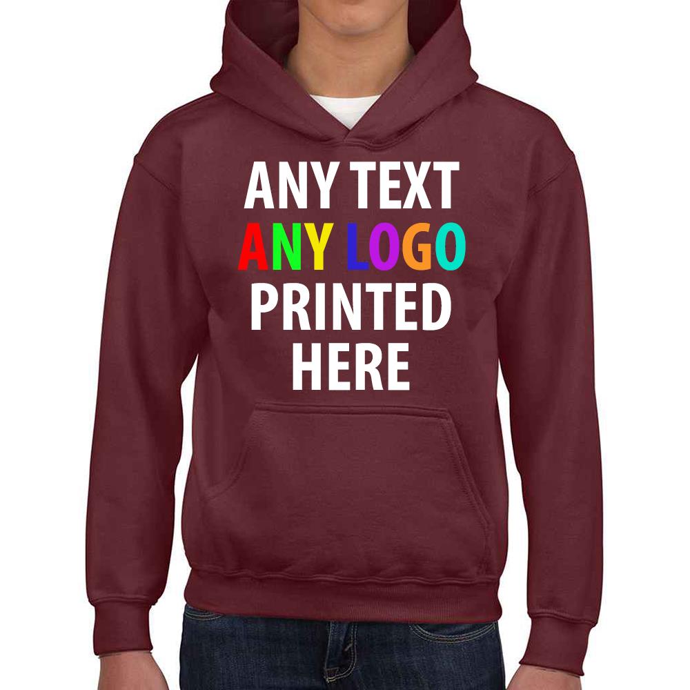 Personalised Kids Hoodie Custom Printed Children Hooded Gildan Sweatshirt Top - Picture 37 of 58