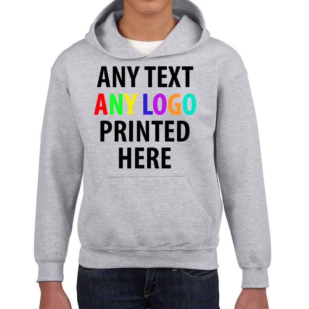 Personalised Kids Hoodie Custom Printed Children Hooded Gildan Sweatshirt Top - Picture 55 of 58