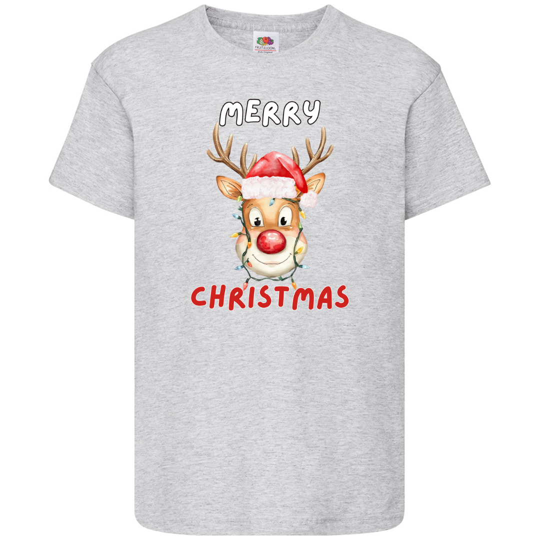 Merry Christmas Reindeer T-Shirt Funny Family Xmas Boys Girls Kids Tee Top - Picture 5 of 10