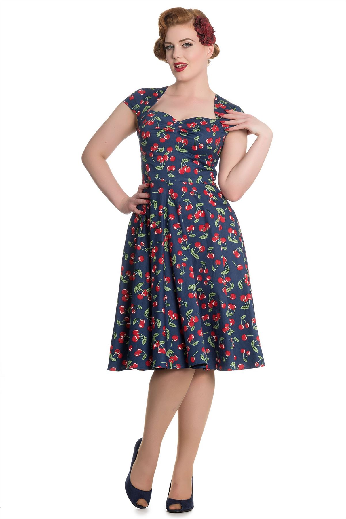 Hell Bunny April 50's Vintage Swing Pin Up Cherry Dress PLUS SIZE XS4XL