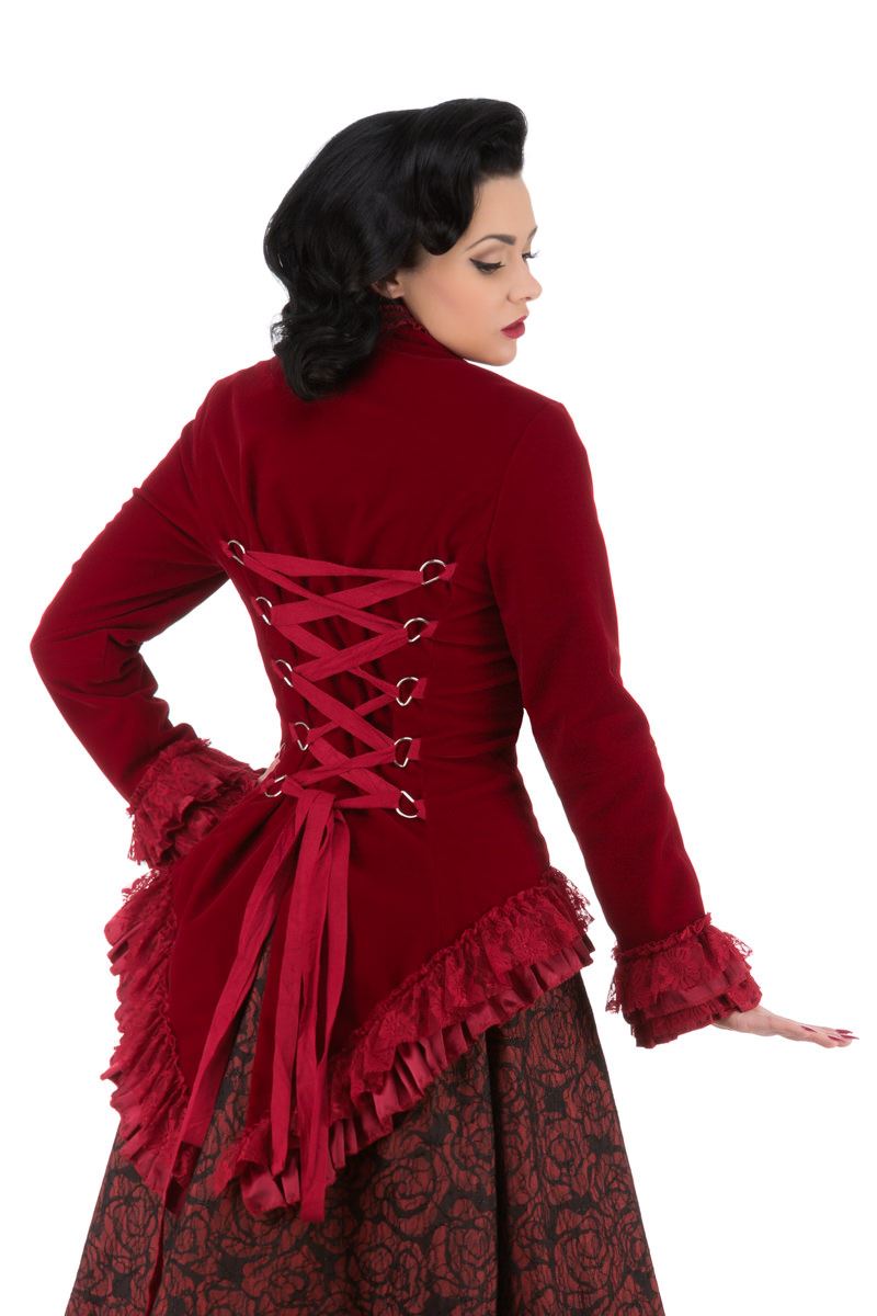 H/&R Gothic Victorian Velvet Tail Jacket with Corset Back PLUS SIZES 8-20
