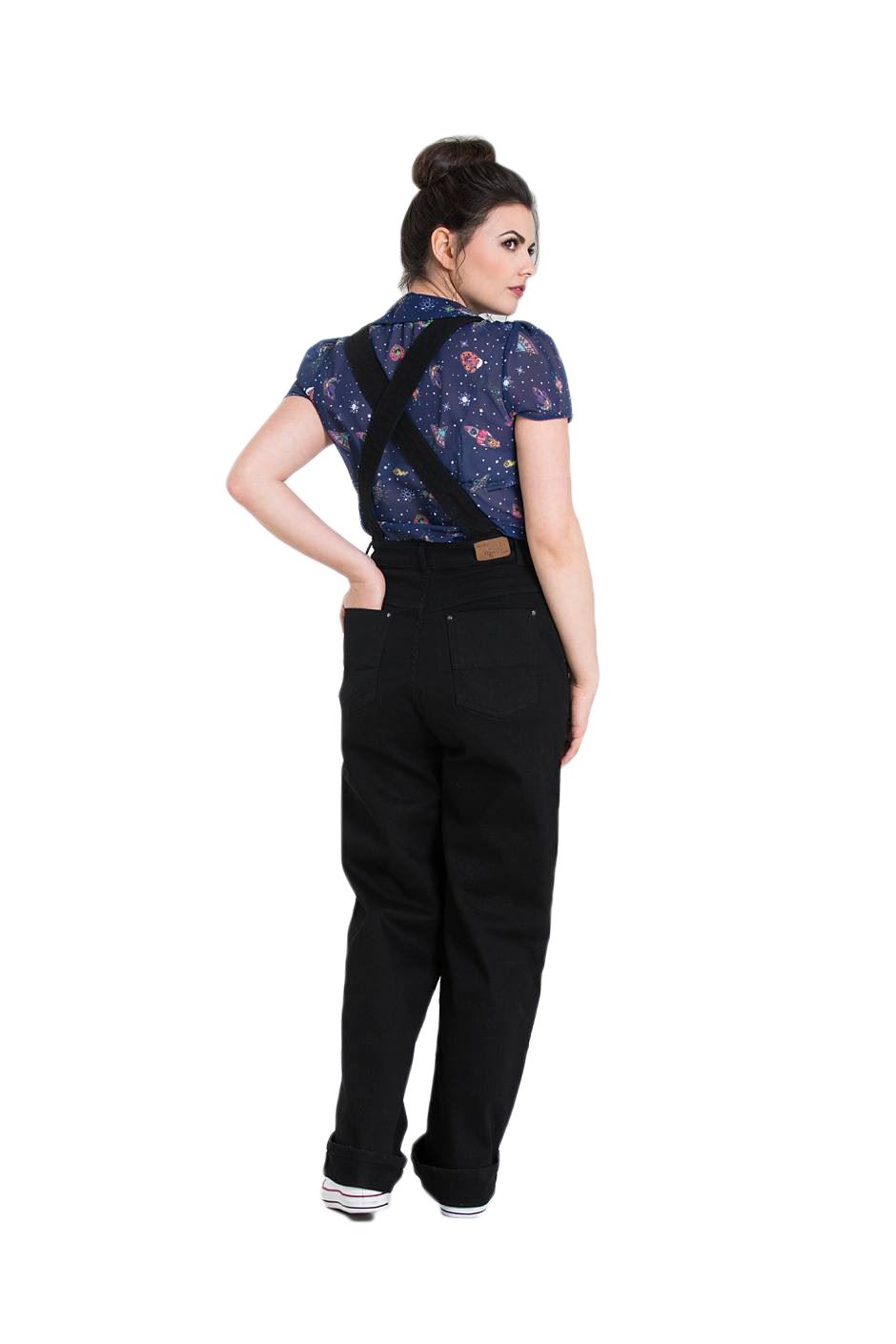 Hell Bunny Elly May Dungarees Rockabilly 40s WW2 Denim Overalls Plus 2XL 3XL 4XL