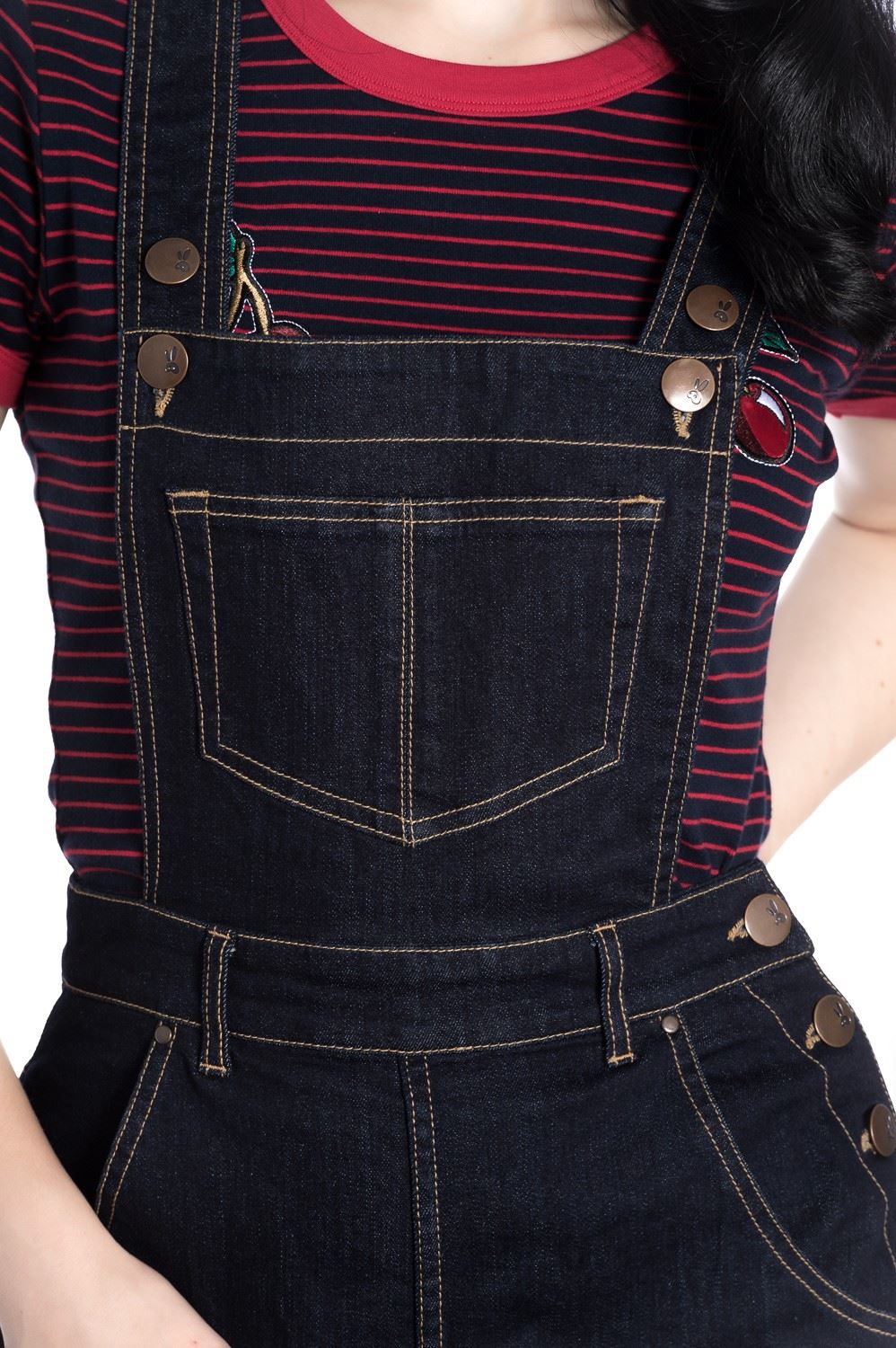 Hell Bunny Elly May Dungarees Rockabilly 40s WW2 Denim Overalls Plus 2XL 3XL 4XL