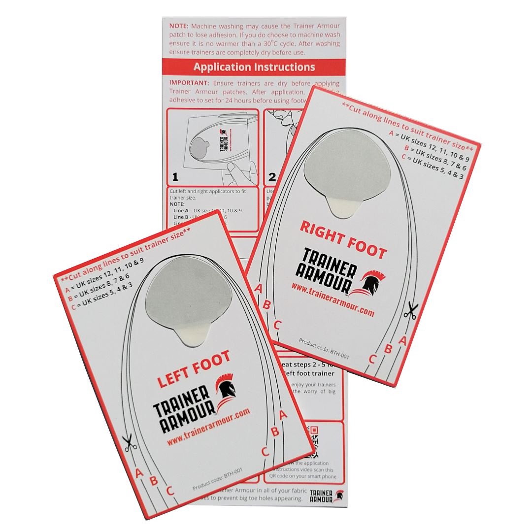 Trainer Armour Big Toe Hole &amp; Heel Hole Preventer Patches - Black or White