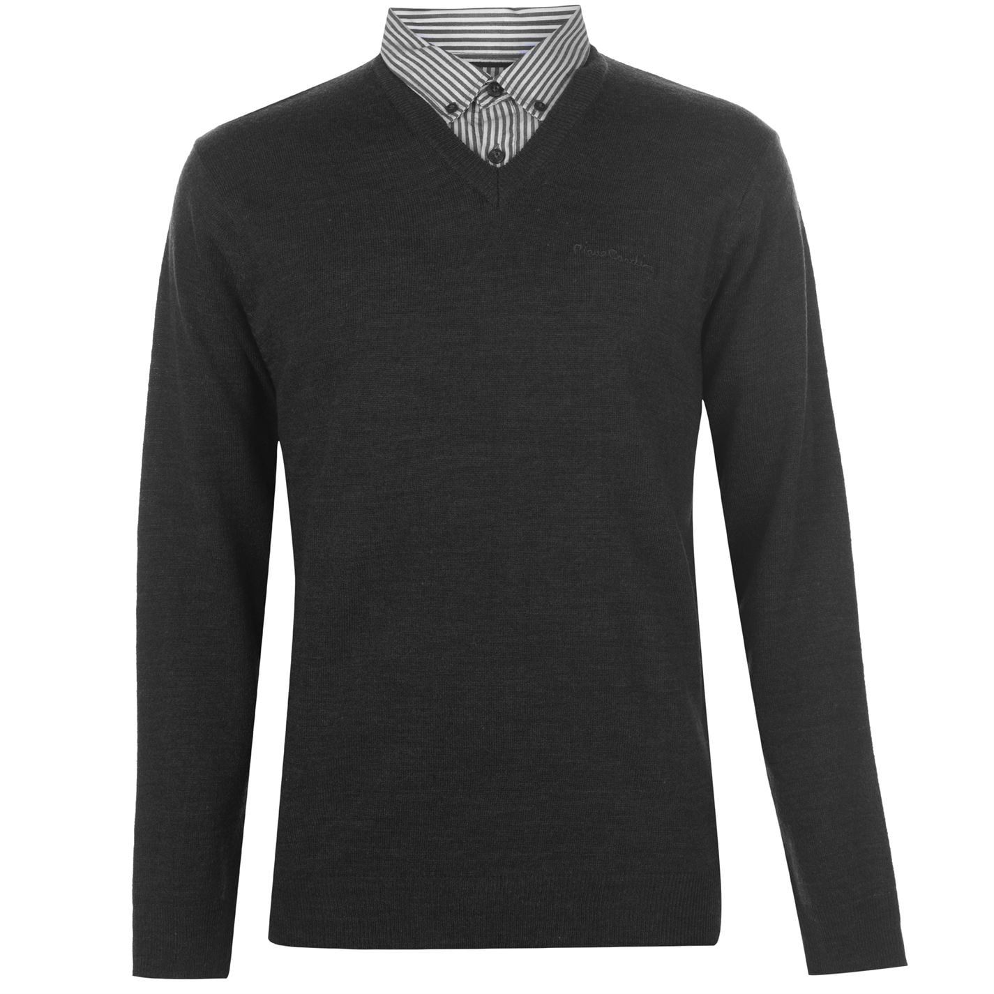 Download Pierre Cardin Mock V Neck Knit Jumper Mens Top Sweater ...