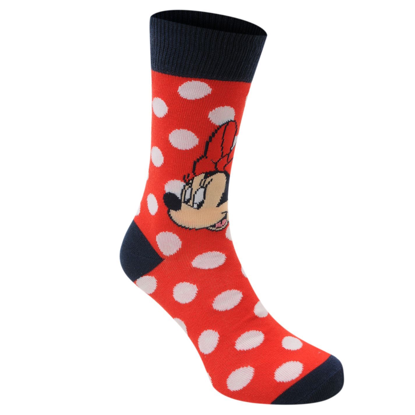 Disney Minnie Mouse Crew Socks 3 Pack Womens Black//Red Character Sock