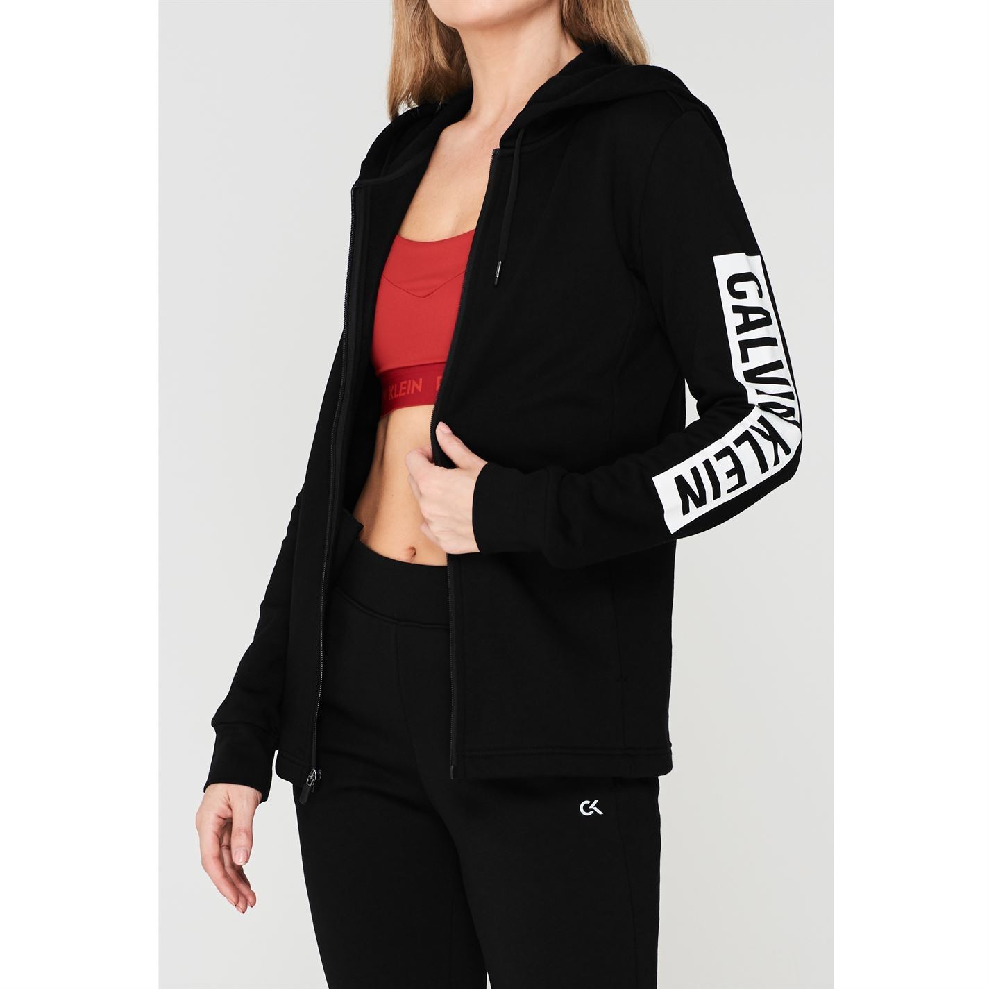 calvin klein performance women's double stripe logo pullover