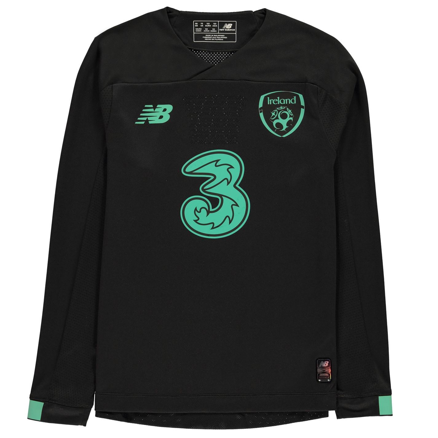 Juniors Ireland Flag Off-Shoulder Long Sleeve T-Shirt Black