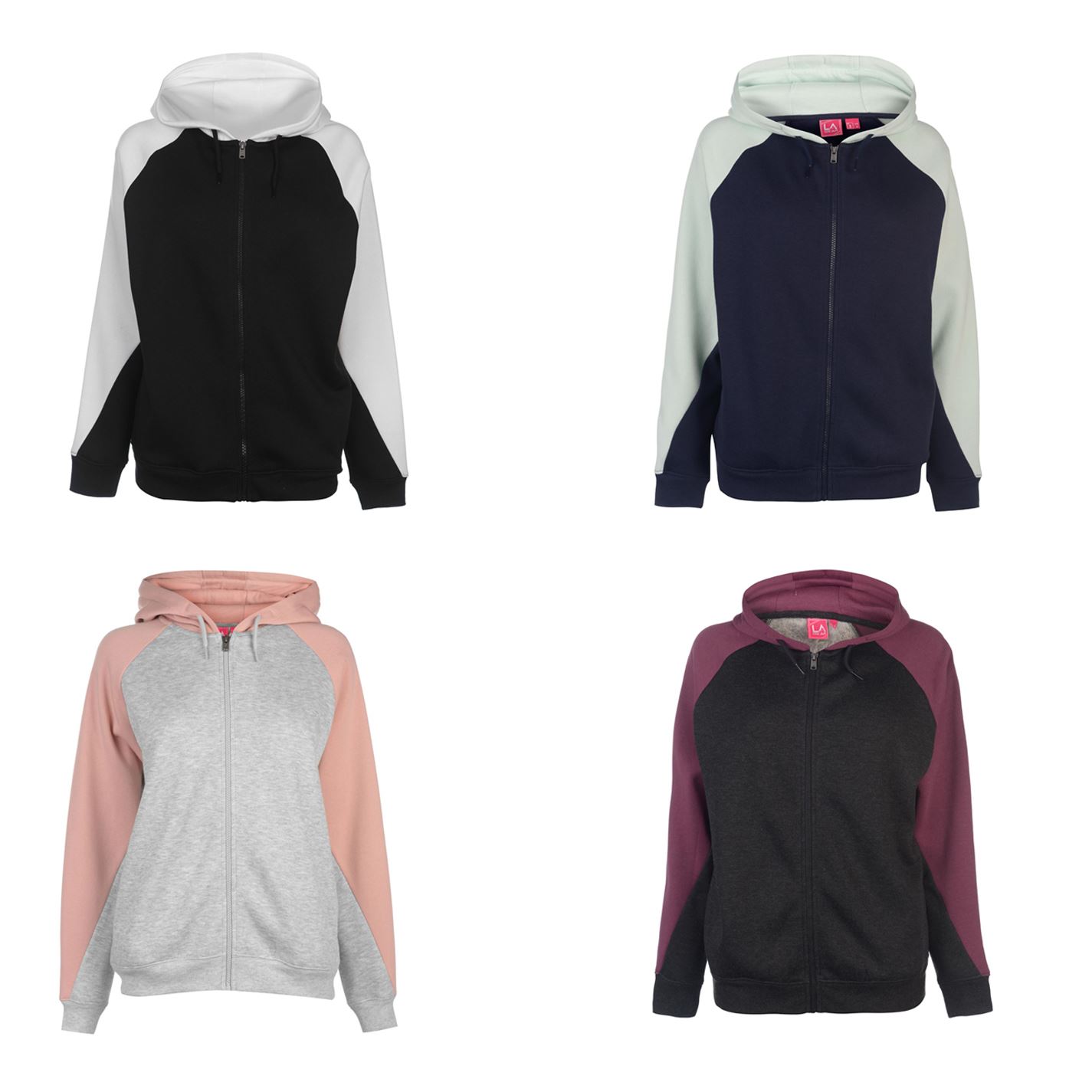LA Gear Cut and Sew Full Zipped Hoody Women Hooded Top Outerwear