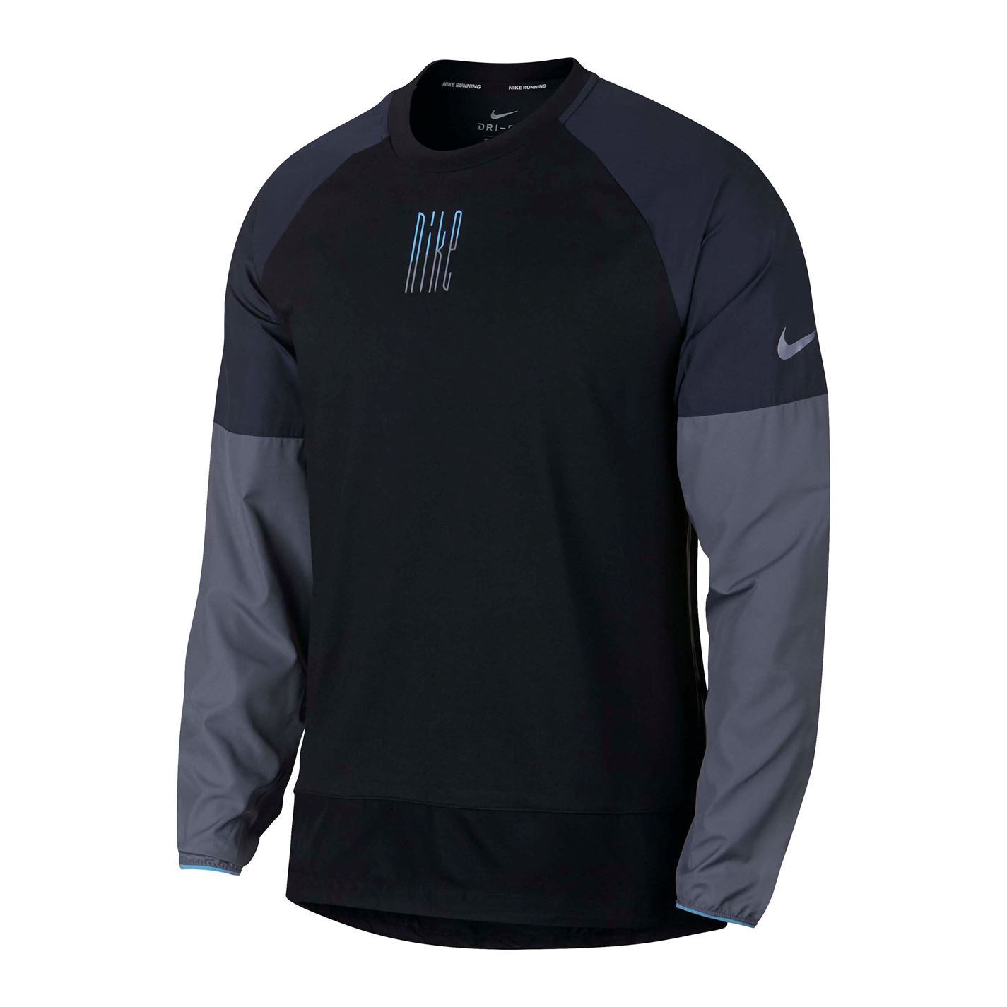 nike men's element crew running long sleeve tee