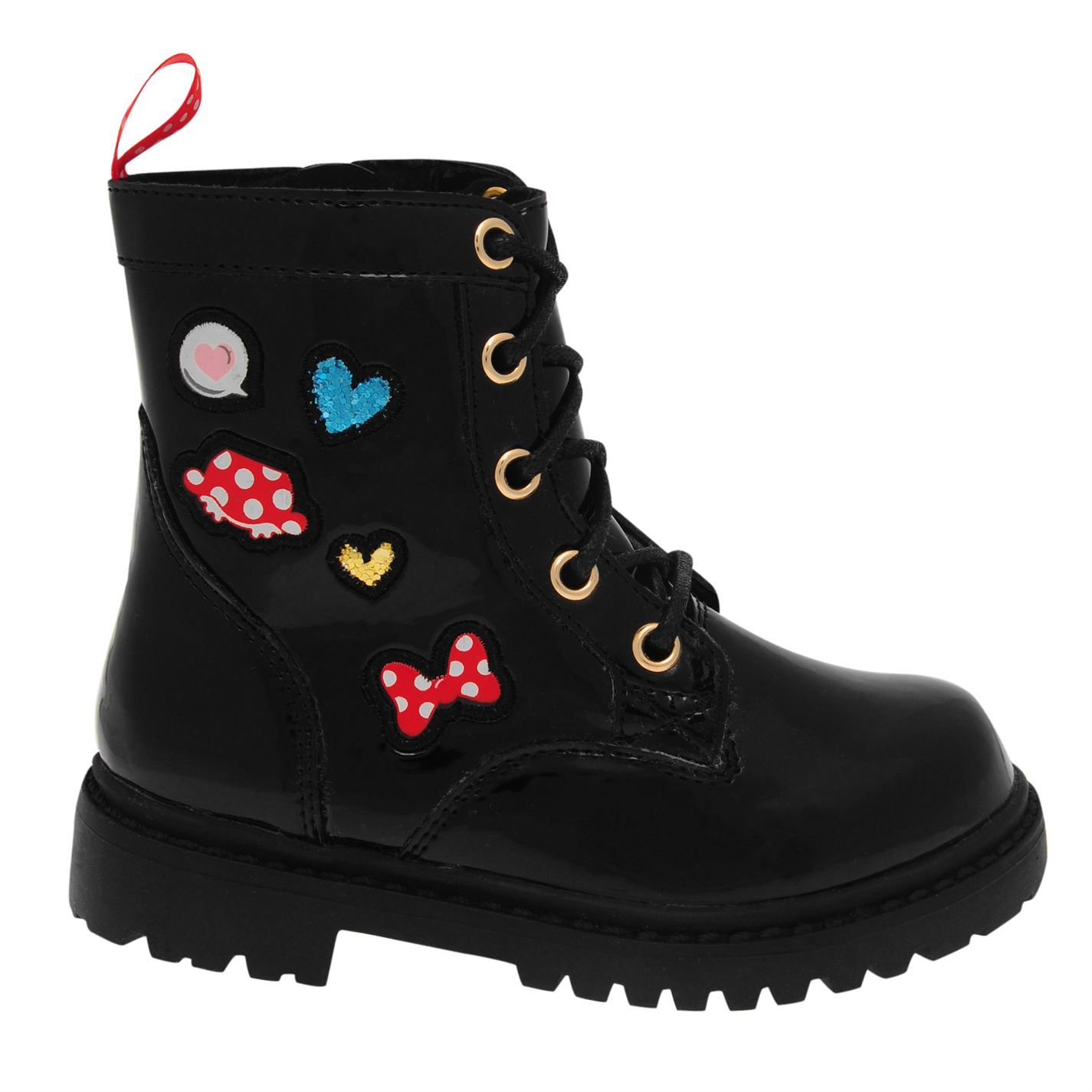 Details about Minnie Mouse Lace Boots Infants Girls Black Shoes Boot Kids Footwear
