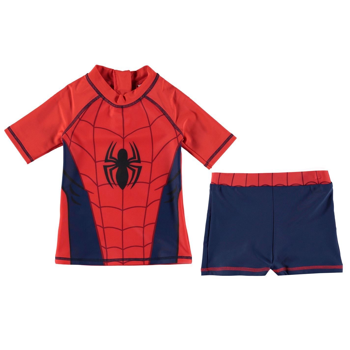 Spiderman Marvel 2 Piece Swim Suit Set Top /& Shorts Childs Boys Navy Swimwear