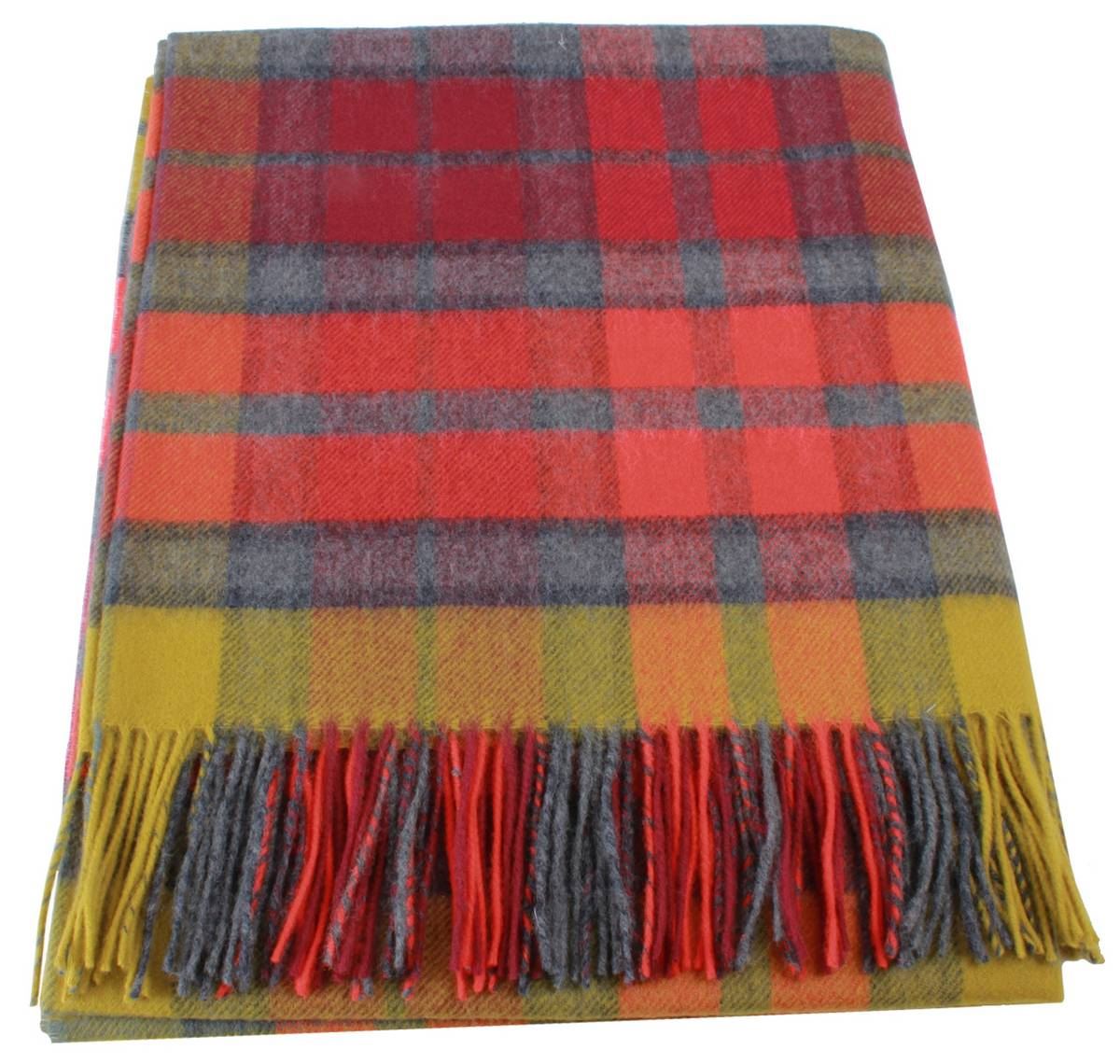 Locharron of Scotland Buchanan Berry Tartan Blanket - Orange/Green/Burgundy