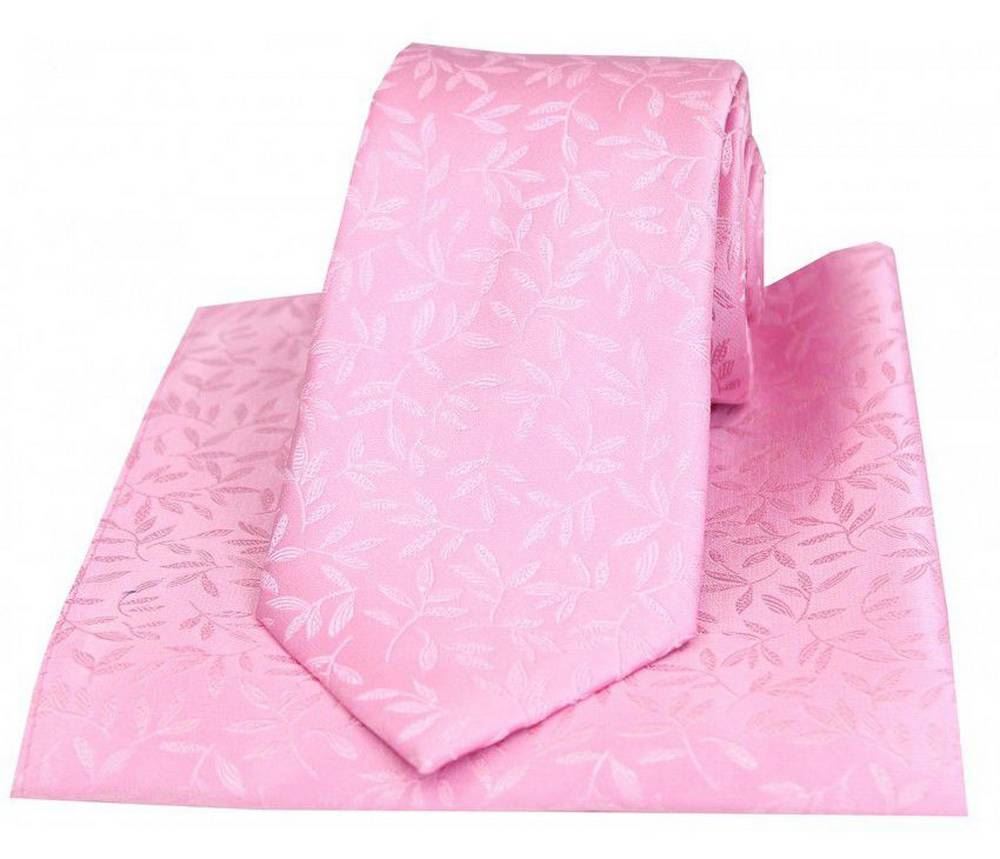 Pink David Van Hagen Mens Leaf Pattern Silk Pocket Square