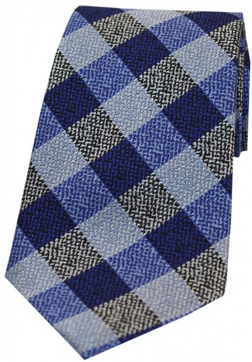 David Van Hagen Mens Leaf Jacquard Silk Tie Sky Blue