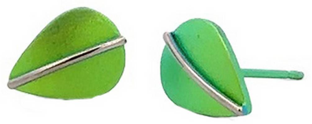 Ti2 Titanium Womens Jungle Leaf Stud Earrings - Green