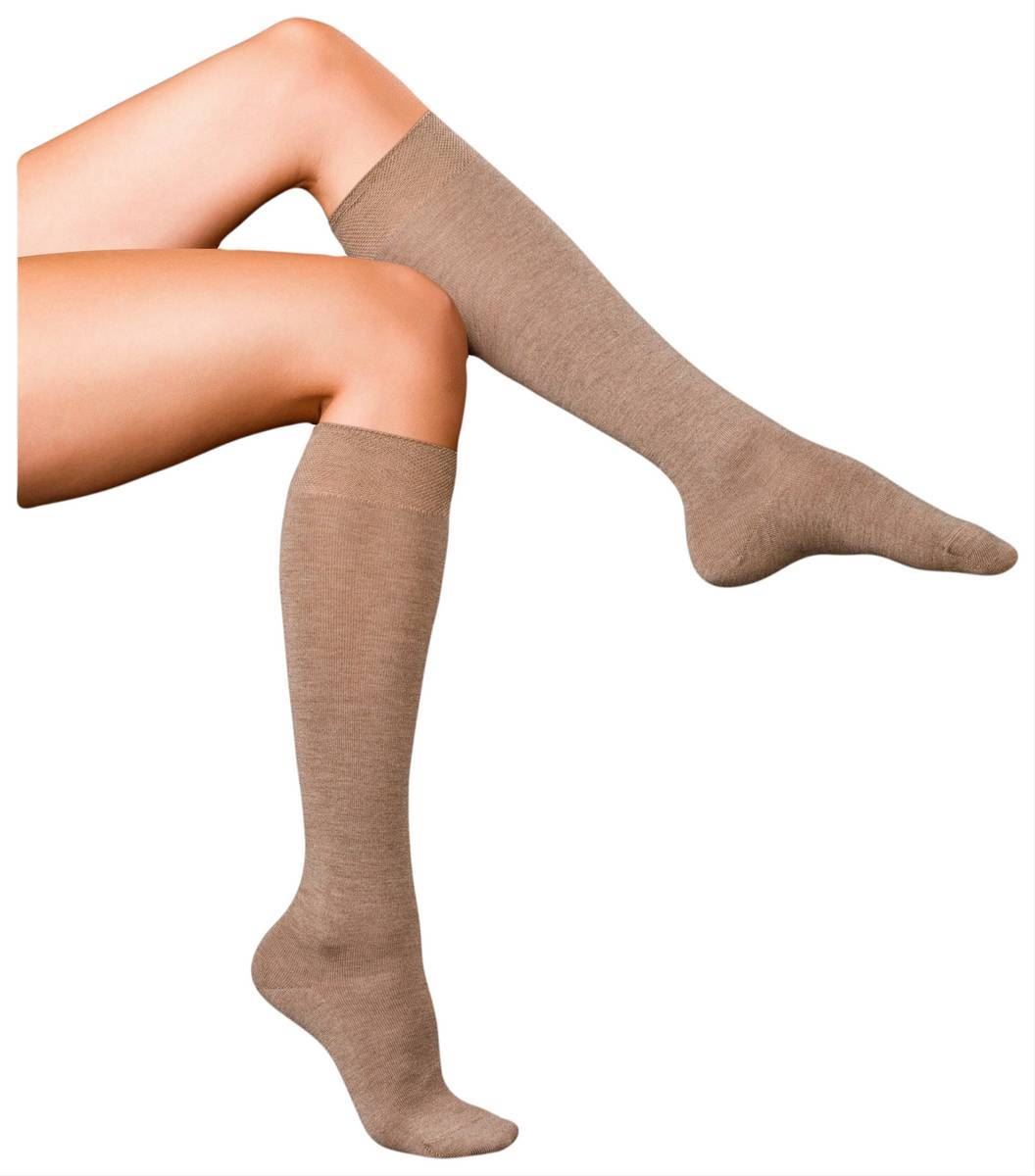 Falke Womens Finest No1 Cashmere Knee High Socks Nutmeg Brown Melange eBay