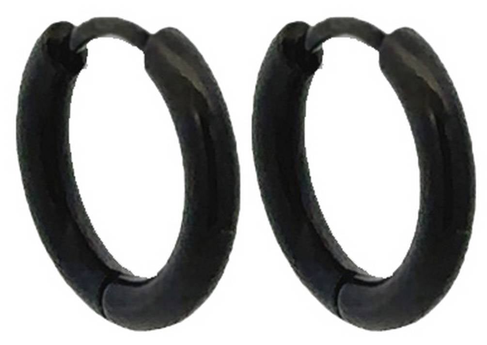 Ti2 Titanium Womens Small Round Hinged Hoop Earrings - Black