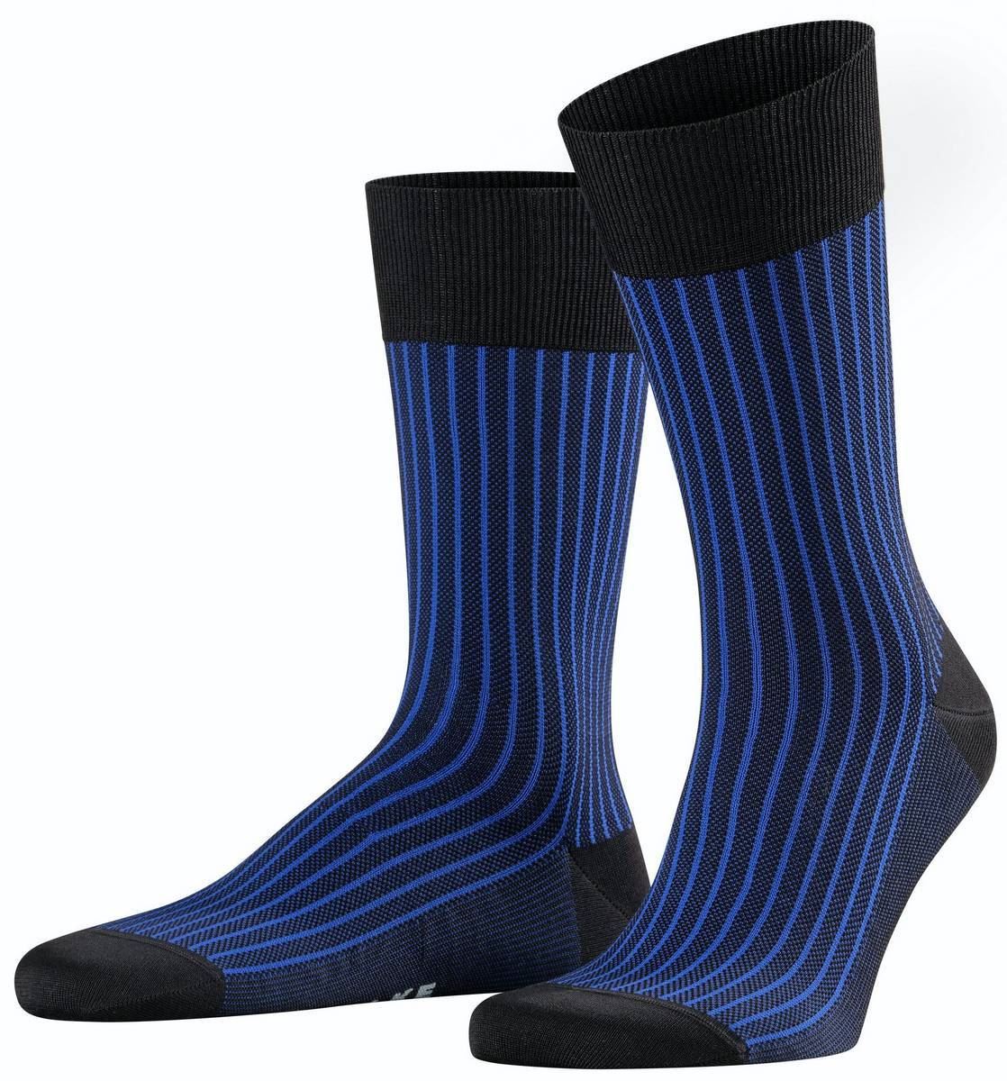 Falke Mens Oxford Stripe Socks Black/Blue eBay