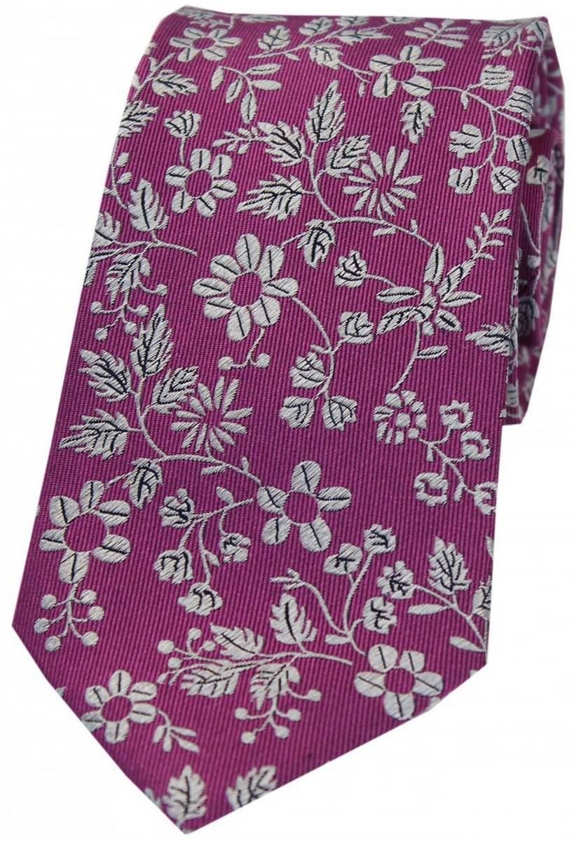 Fuchsia David Van Hagen Mens Wedding Rose Silk Tie