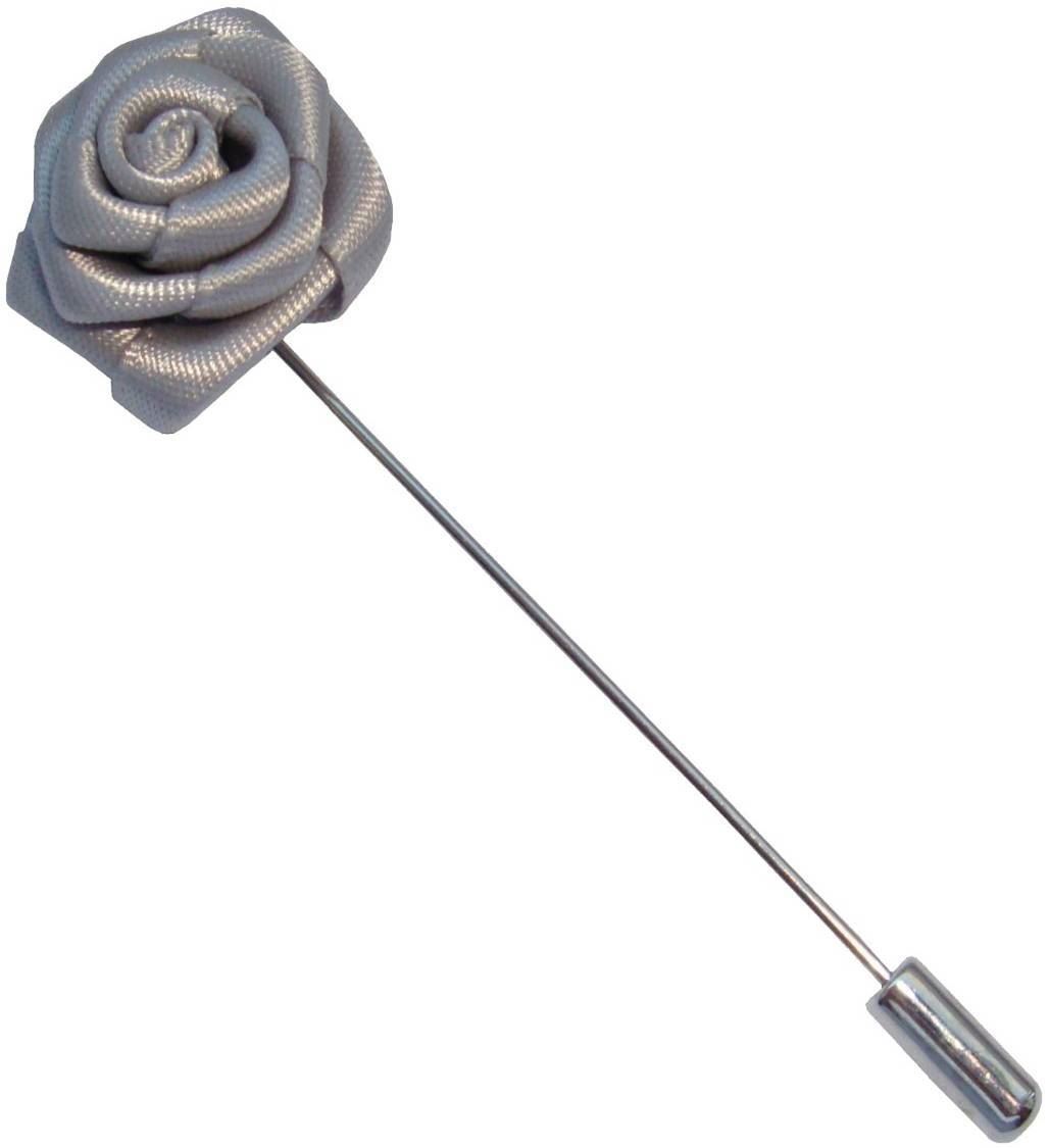Bassin and Brown Mens Rose Flower Jacket Lapel Pin Grey