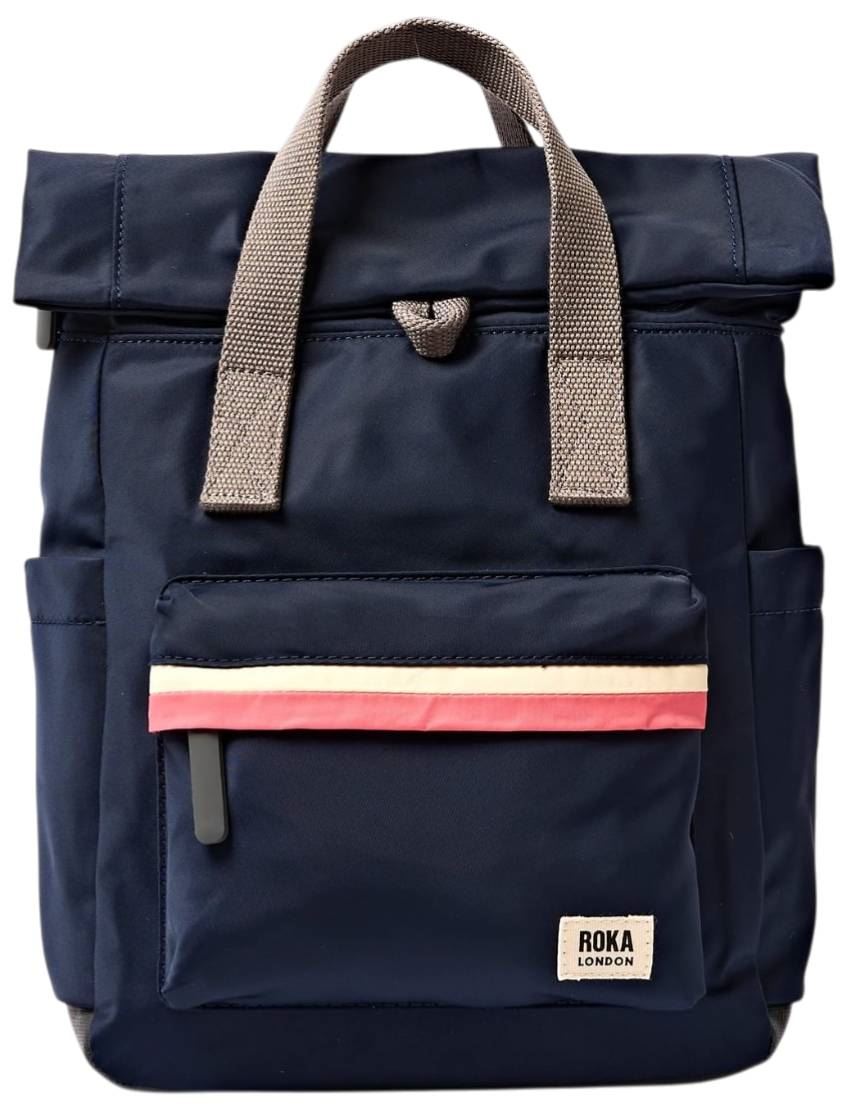 Roka Unisex Canfield B Small Recycled Nylon Backpack - Midnight Stripe Navy