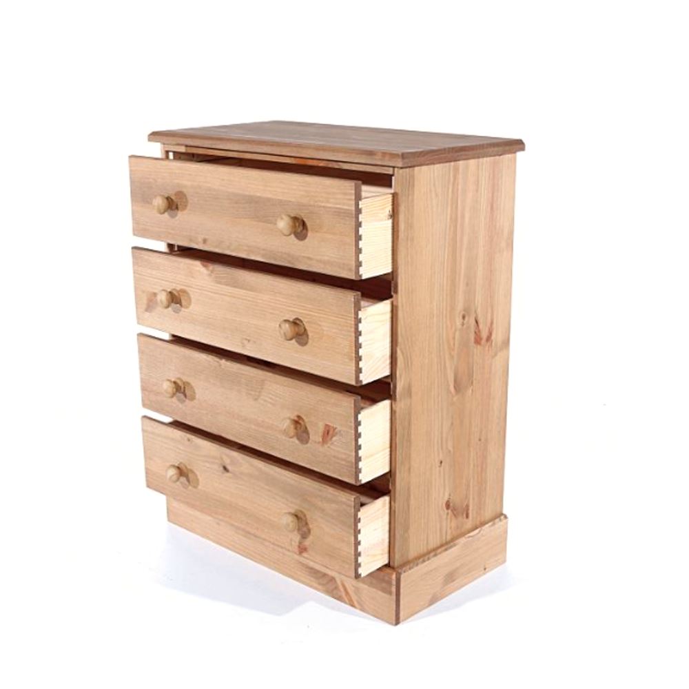 Solid Wooden Chest Of 4 Drawers-Wide Bedroom Furniture ...