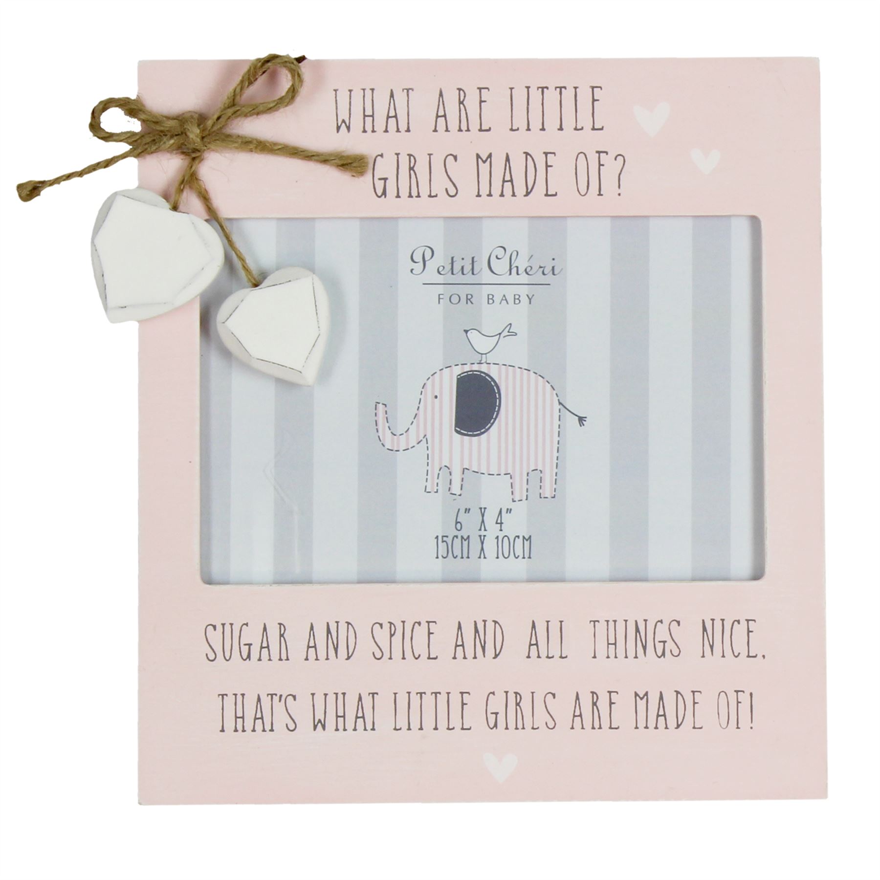 Petit Cheri Vintage MDF Frame Pink with Hearts 4 x 6