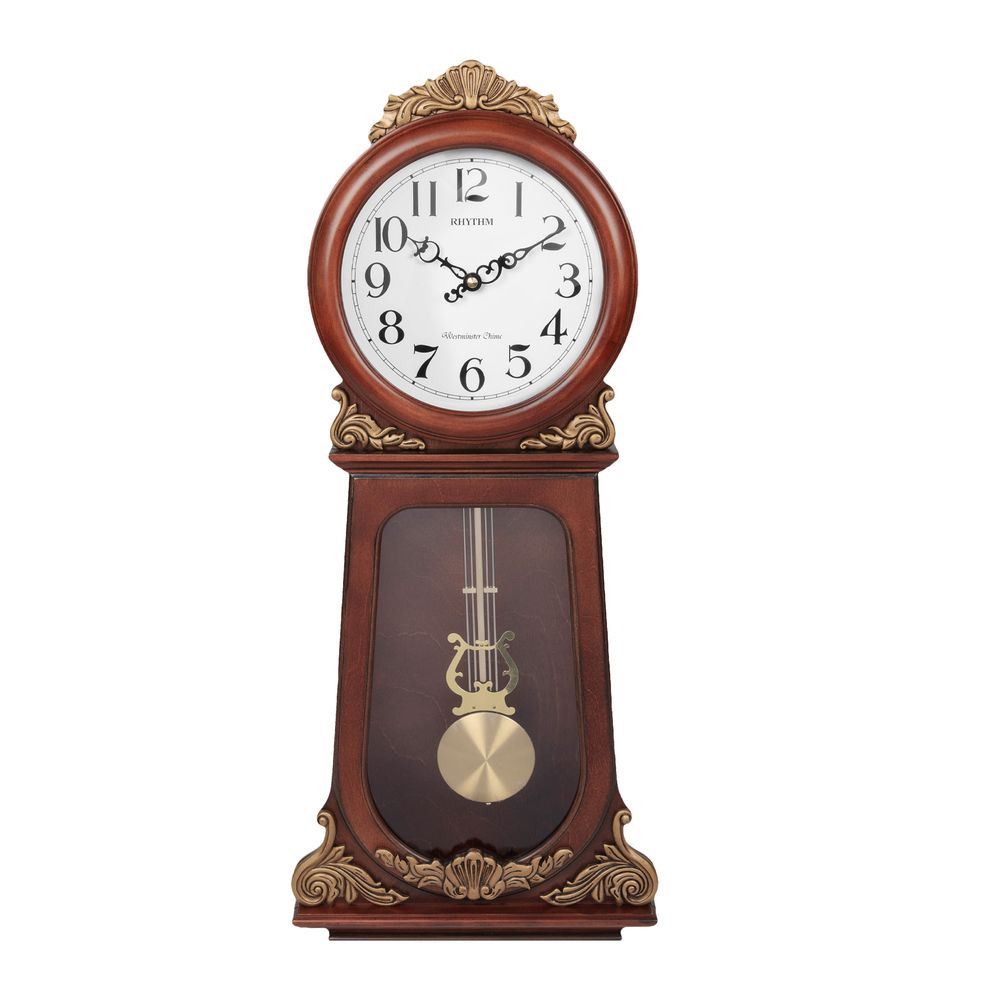 Rhythm Ornate Wooden Pendulum Wall Clock Westminster Chime Ebay