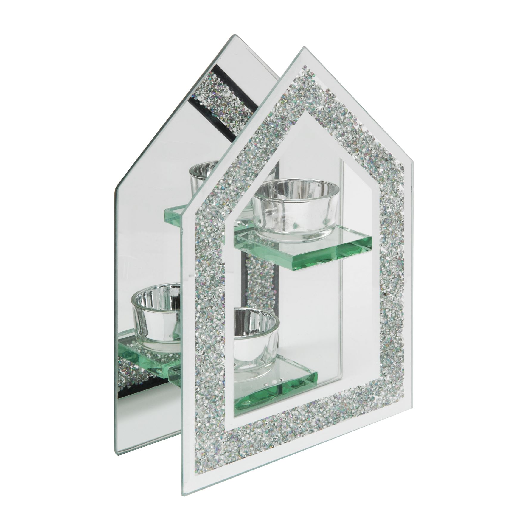 Hestia Crystal Border Glass Tealight Holder 12cm