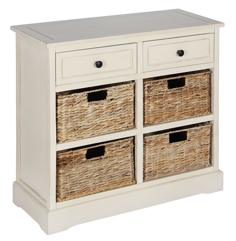 Modern Cream Wood 2 Drawer With 4 Basket Storage Suitable For Kitchen Storage Ebay