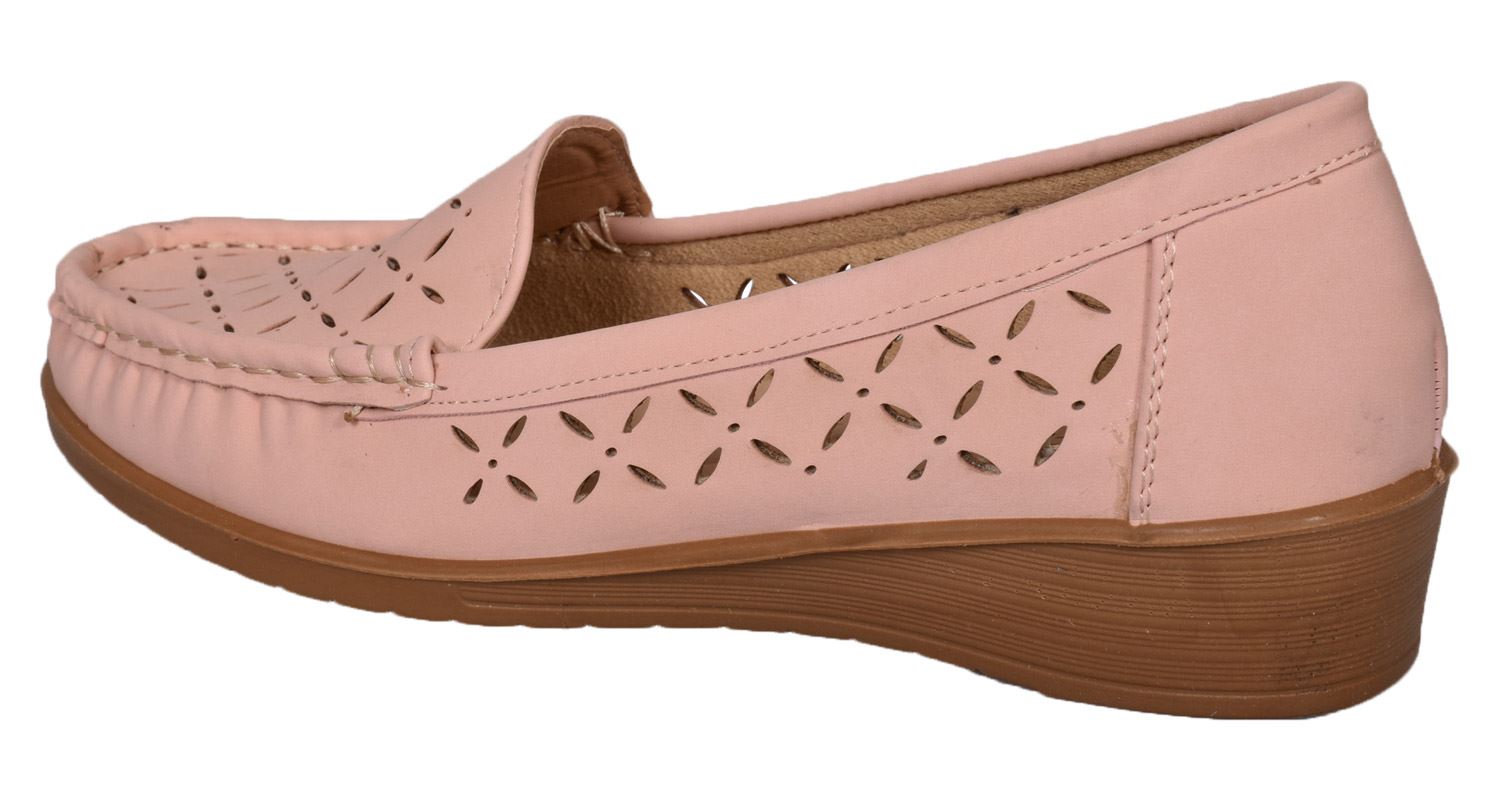 New Ladies Comfort Shoes Slip on Casual Pumps Cushioned Floral Low