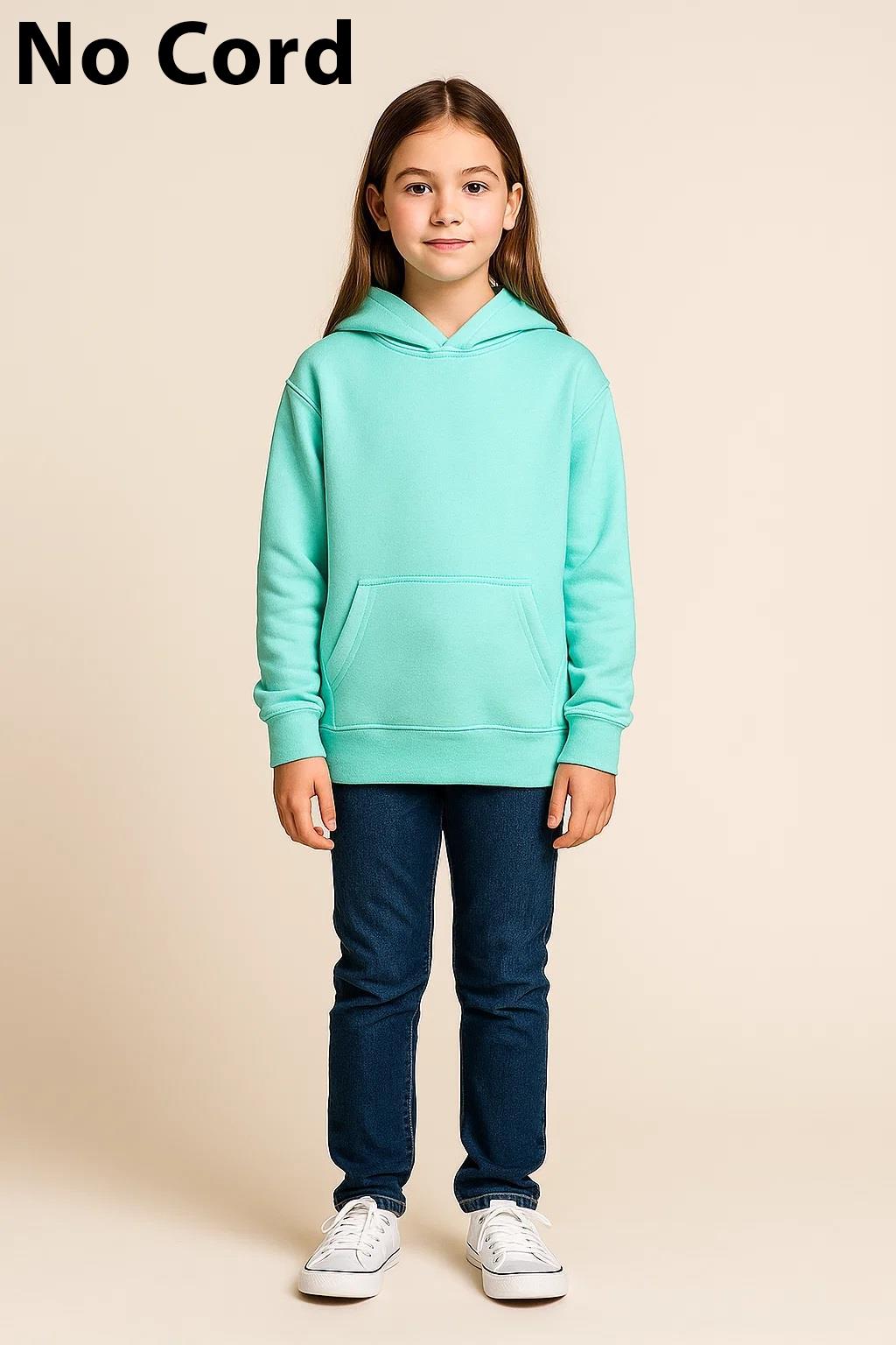 Kids Girls Boys Plain Hooded Jumper Fleece Pullover Hoodie Unisex Sweatshirt - Picture 116 of 128
