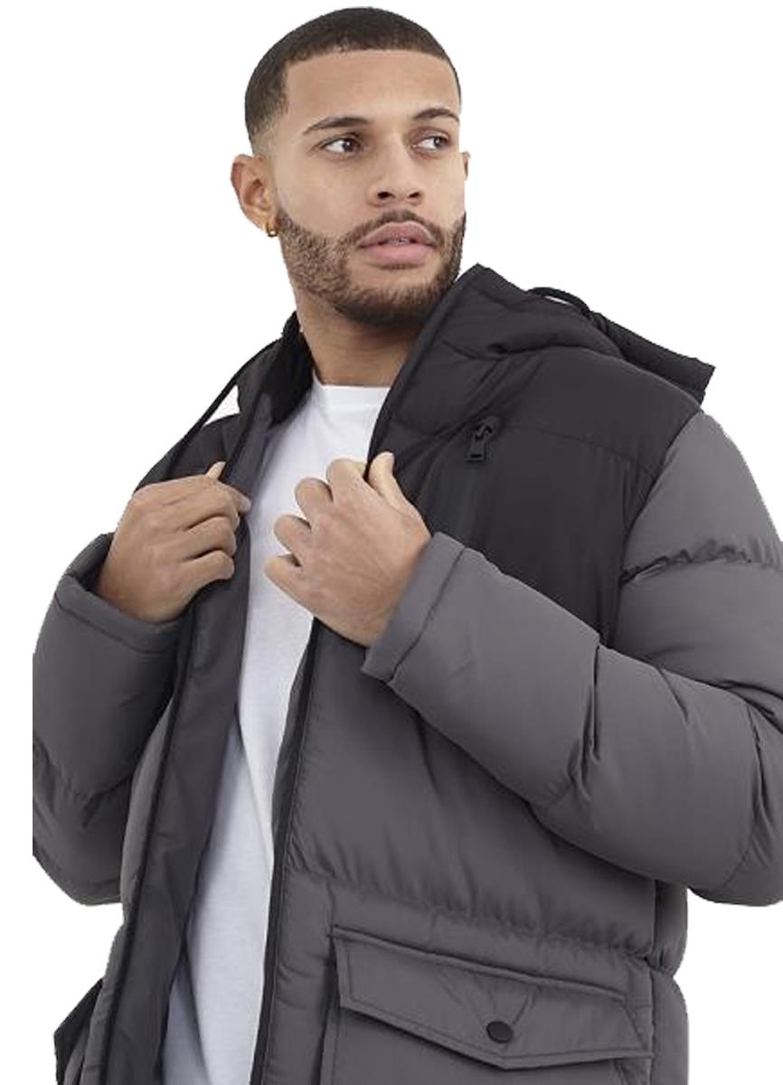 Mens Padded Jackets Winter Warm Full Zip Up Quilted Outerwear Plain