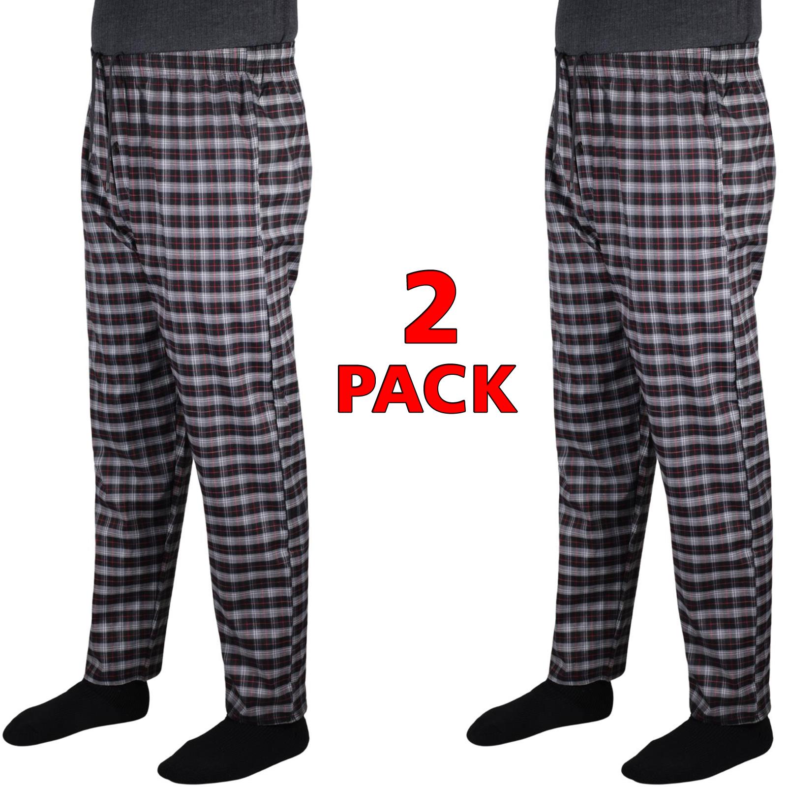 Paquete de 2 pantalones de pijama para hombre tejidos a cuadros de algodón ropa de dormir a cuadros pantalones de salón - Imagen 30 de 33