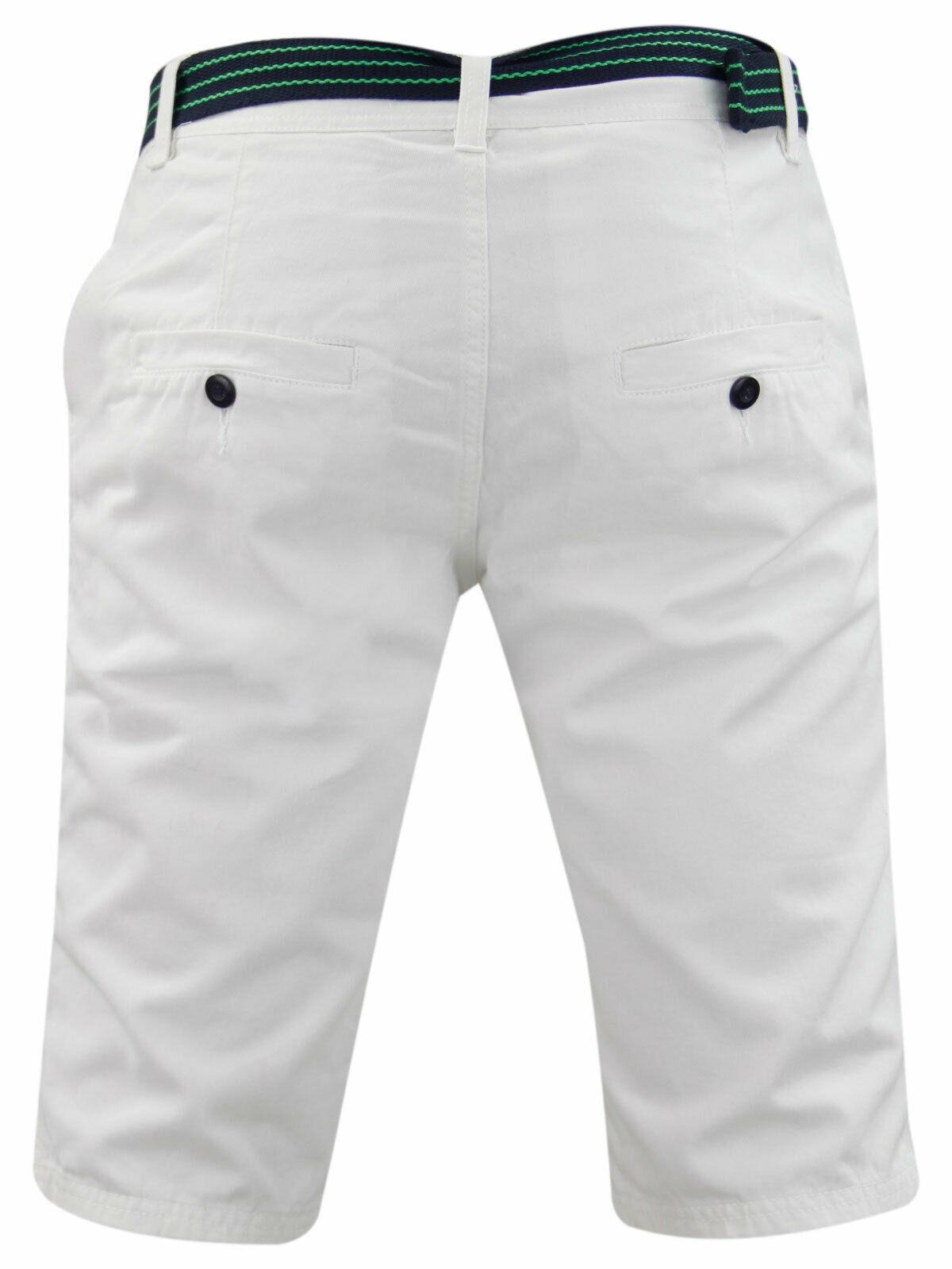 Herren Chino Shorts Freizeit Halb Hose 100% Baumwolle Sommer Jeans Frei Webgürtel - Bild 79 von 79