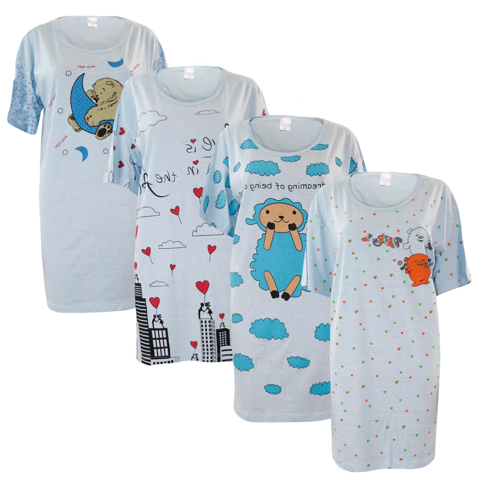 5 Pack Nightdress Nightie Women Cotton Ladies Short Sleeve Nightshirt Nightwear - Picture 54 of 59