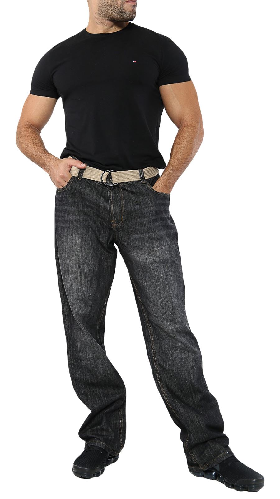 Mens Denim Jeans Regular Fit Straight Leg Cotton Pants Trousers Big & Tall Sizes - Picture 17 of 32