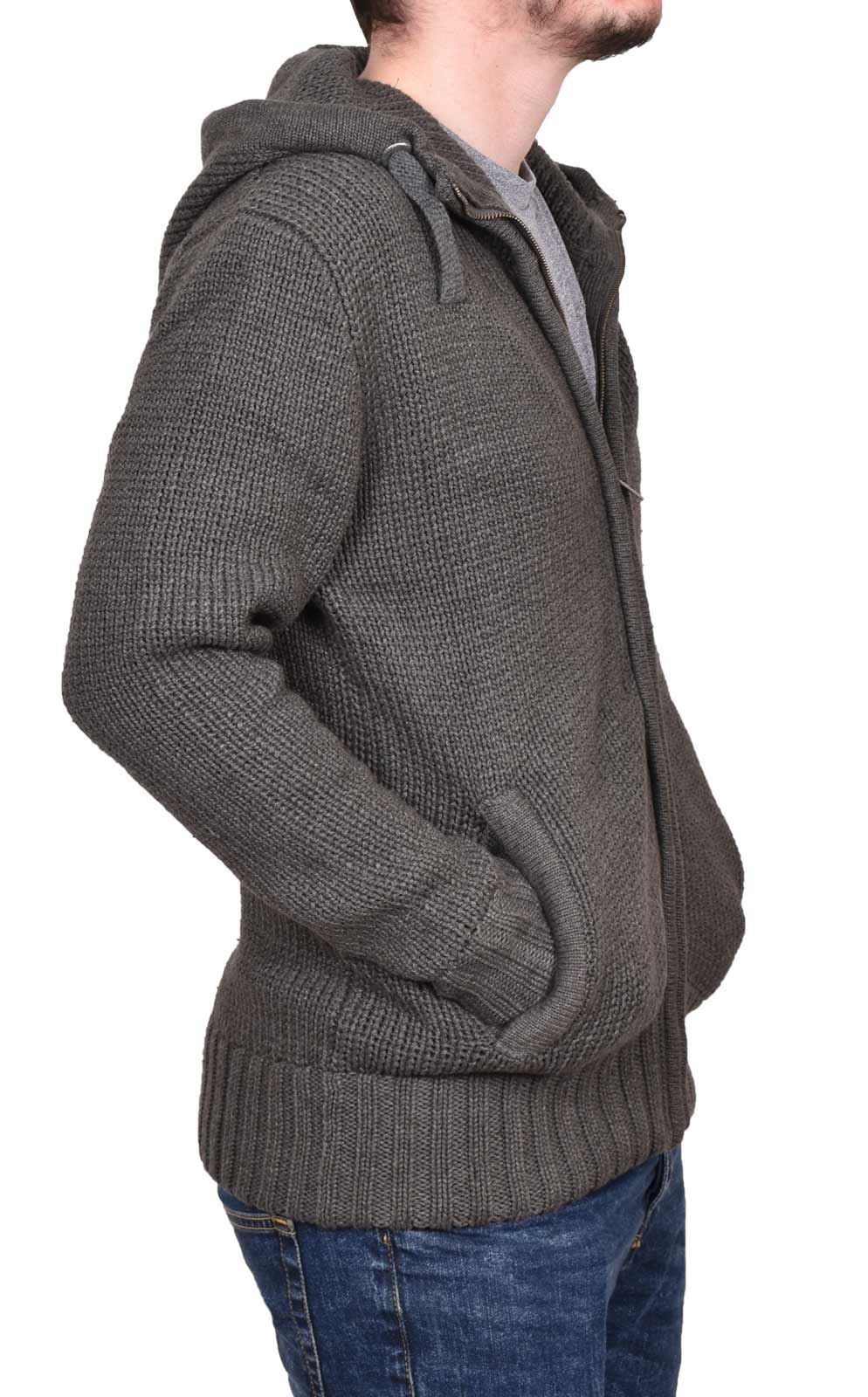 Mens Hoodie Brave Soul Knitted Full Zip Long Sleeve Cardigan Top Hoody