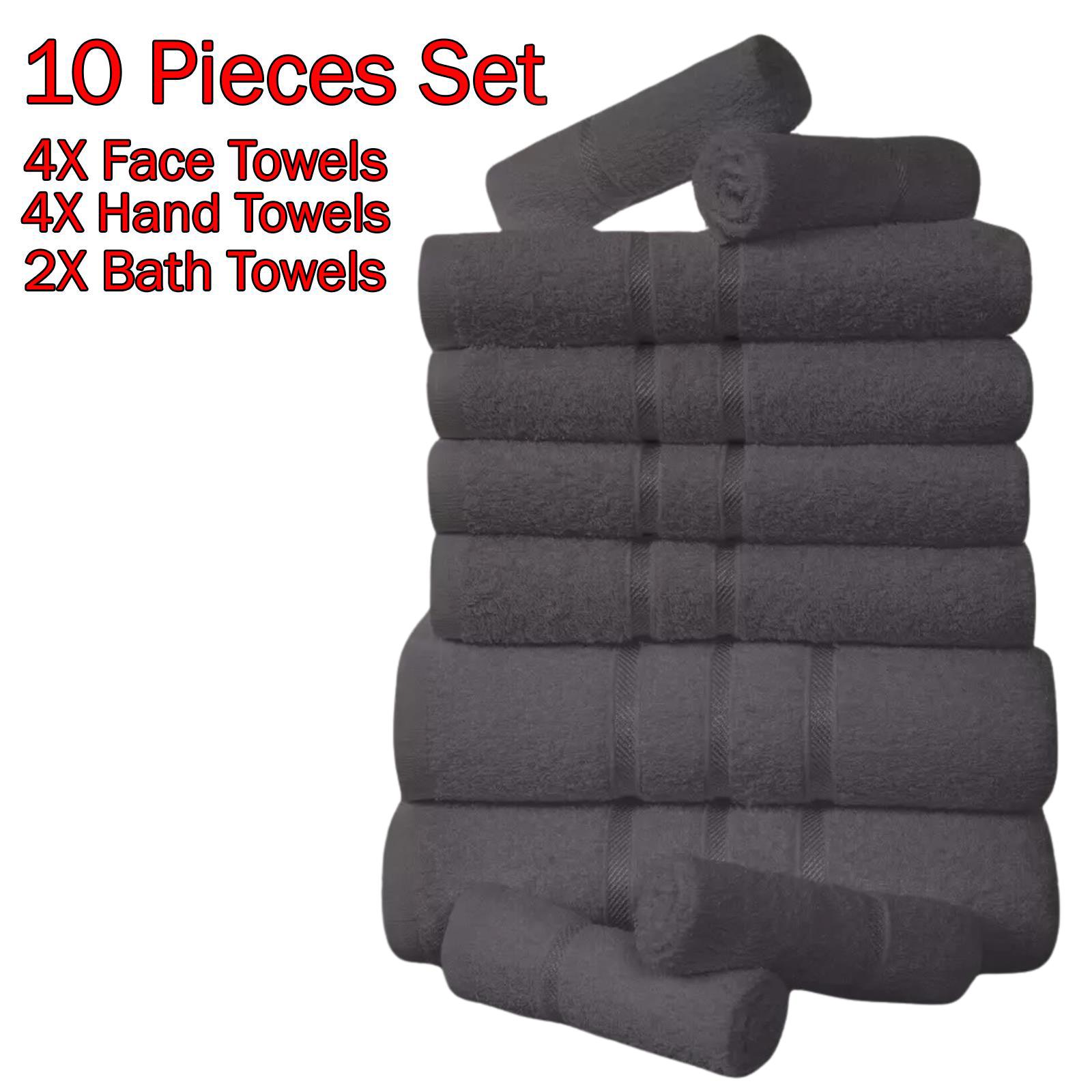 10 Piece Towel Bale Set 100% Luxury Egyptian Soft Cotton Face, Hand, Bath Towels - Picture 4 of 11